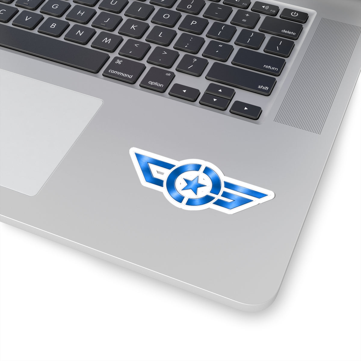 Blue Star Wings Kiss-Cut Sticker — Military Pilot Emblem Decal