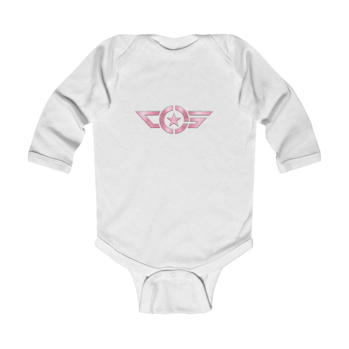 Baby Bodysuit — Pink Winged Star Emblem Infant Long Sleeve Onesie