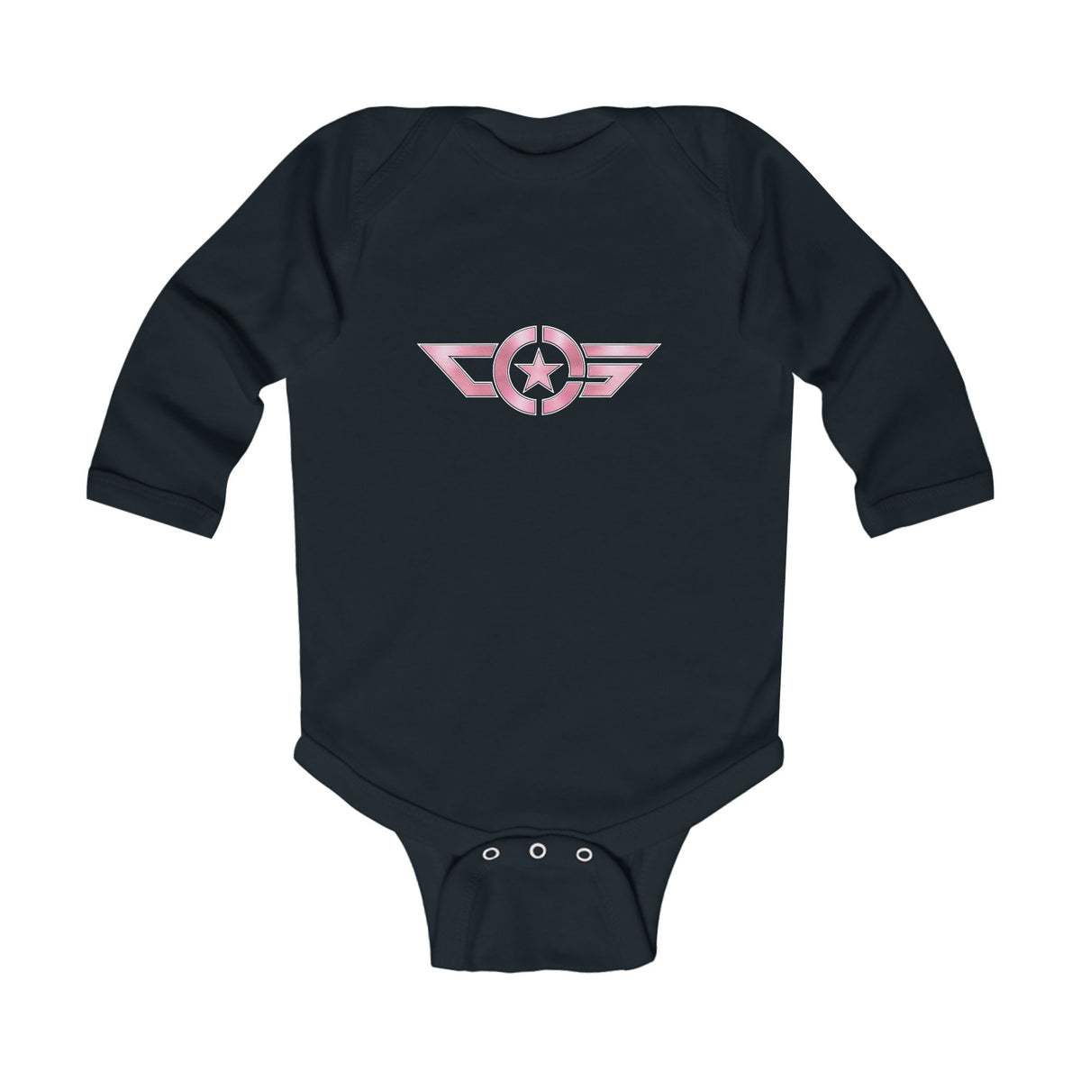 Baby Bodysuit — Pink Winged Star Emblem Infant Long Sleeve Onesie