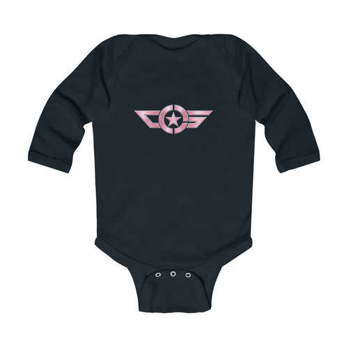 Baby Bodysuit — Pink Winged Star Emblem Infant Long Sleeve Onesie