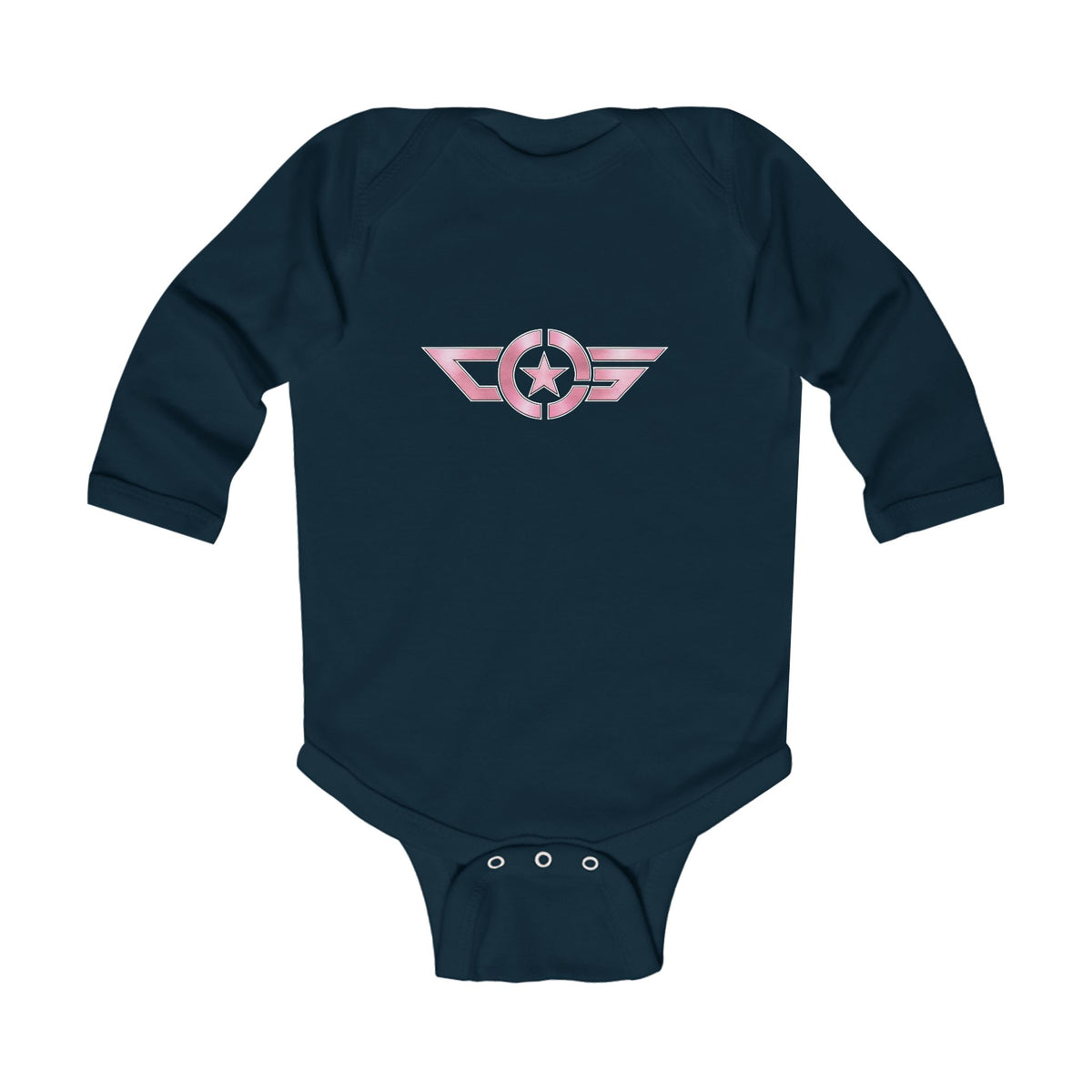 Baby Bodysuit — Pink Winged Star Emblem Infant Long Sleeve Onesie