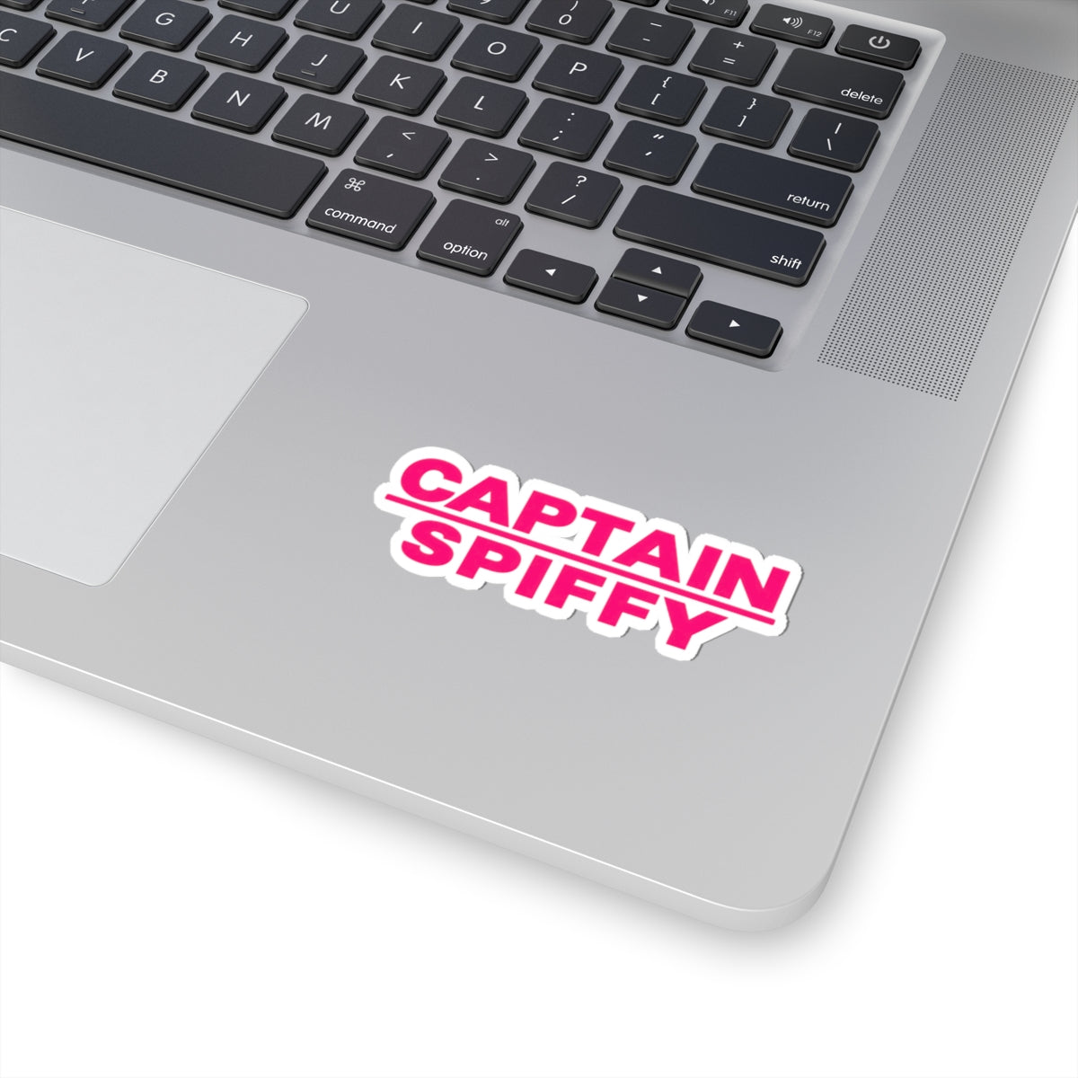 Captain Spiffy Pink Logo Sticker — Kiss-Cut Vinyl Laptop Decal