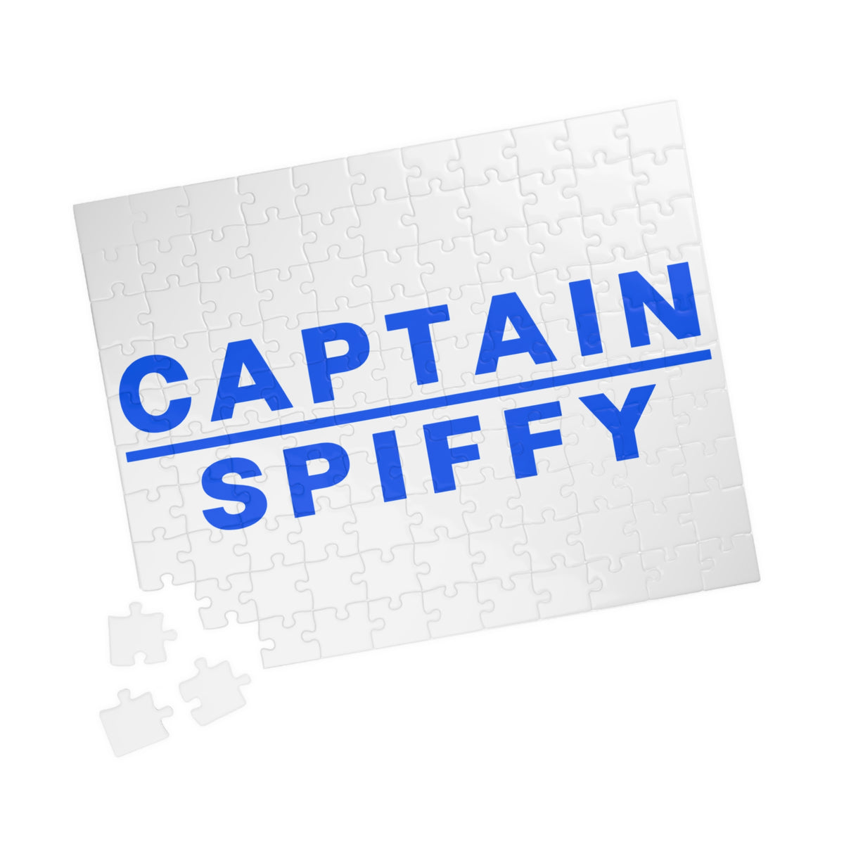 Captain Spiffy Puzzle — Bold Blue Typography Jigsaw (110–1014 pcs)