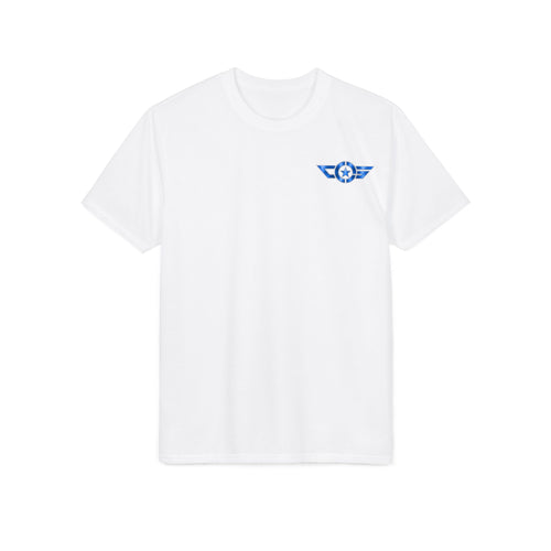 Aviation Wings Performance T-Shirt — Blue Pilot Logo Chest